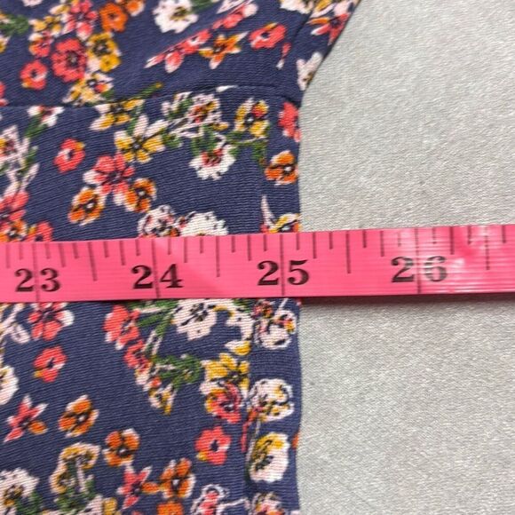 Time and Tru XXL Blue Pink Floral Tiered V Neck Babydoll Dress Long Sleeve Fall - Picture 9 of 10